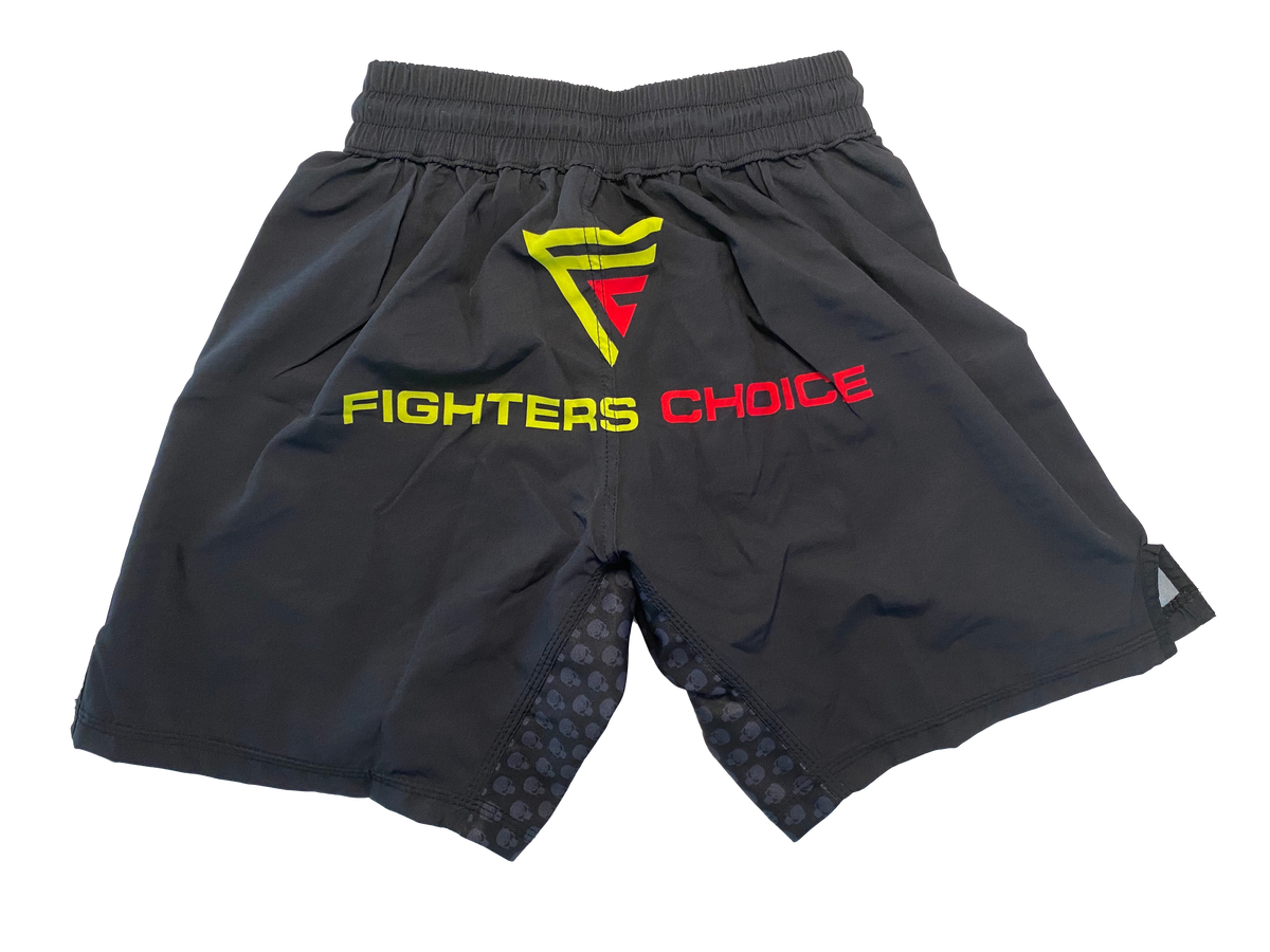 Fight Shorts Black & Yellow - NO VELCRO  - Fighters Choice
